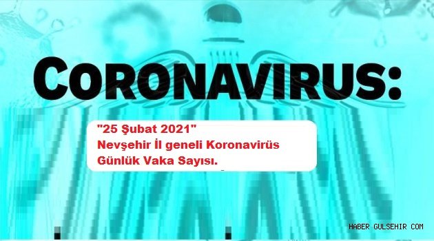 "25 Şubat 2021" Nevşehir İl geneli Koronavirüs Günlük Vaka Sayısı.