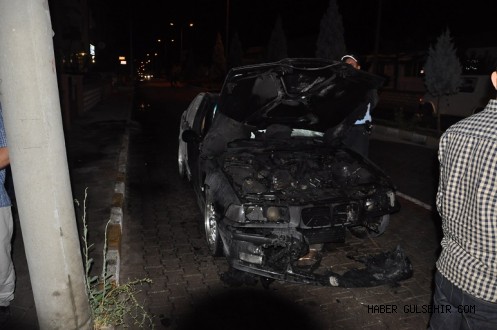 Gülşehirde Araç Önce Yandı Sonra Kaza Yaptı !!!