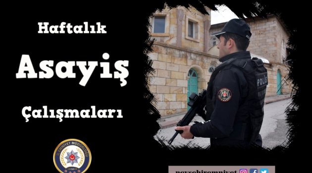 Nevşehir Emniyet Müdürlüğü Haftalık Asayiş Çalışmaları