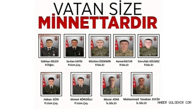 Pençe-Kilit Operasyonu Bölgesinde Dokuz Kahraman Asker Şehit Oldu