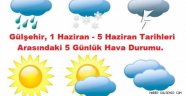 Gülşehir 1 Haziran - 5 Haziran Tarihleri Arasındaki 5 Günlük Hava Durumu
