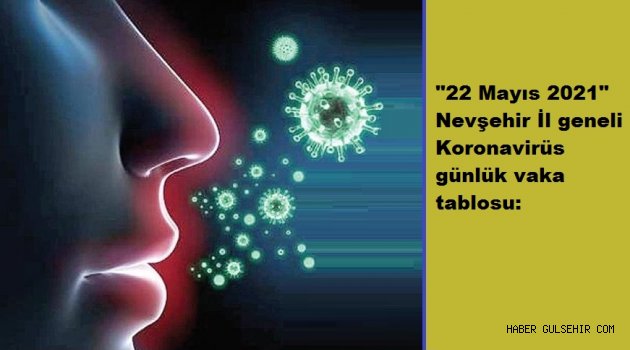 "22 Mayıs 2021" Nevşehir İl geneli Koronavirüs günlük vaka tablosu: