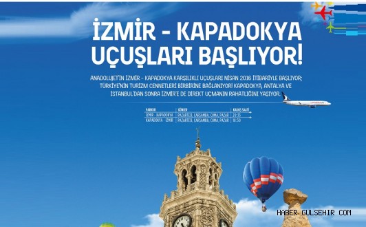 ANADOLUJET’İN KAPADOKYA - İZMİR UÇUŞLARI NİSAN 2016’DA BAŞLIYOR