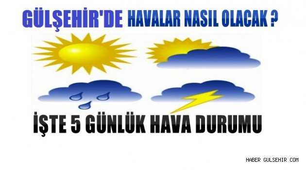 Gülşehir'in Önümüzdeki 5 Gün Boyunca Hava Tahmin Raporları.