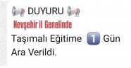 Nevşehir İl Genelinde Taşımalı Eğitime  1 Gün Ara Verildi.