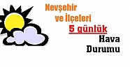 Nevşehir İl ve İlçe Merkezlerinde 5 Günlük Tahmini.